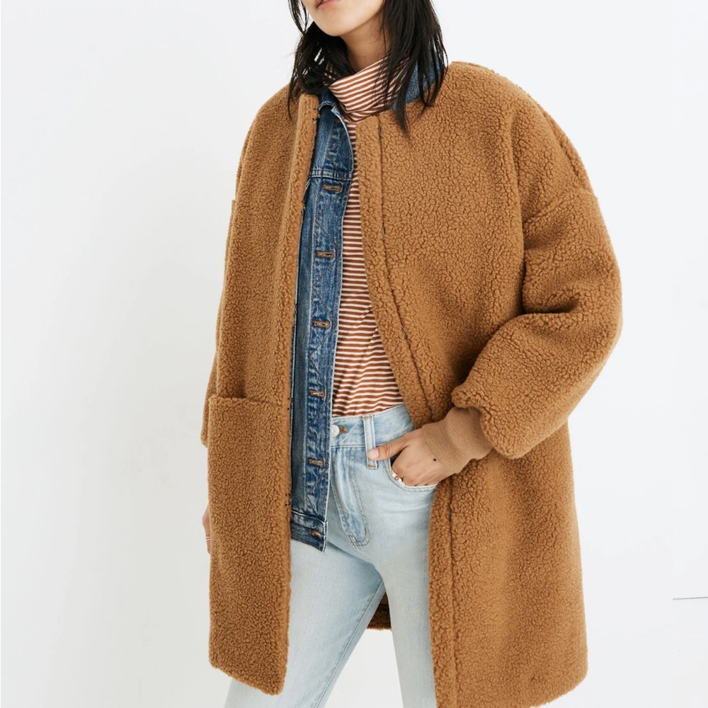 Madewell Bonded Sherpa Cocoon Coat - Picture 2 of 15